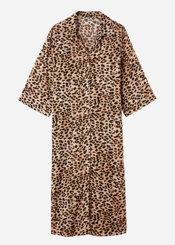 copricostume midi con fantasia animalier da donna calzedonia colore marrone