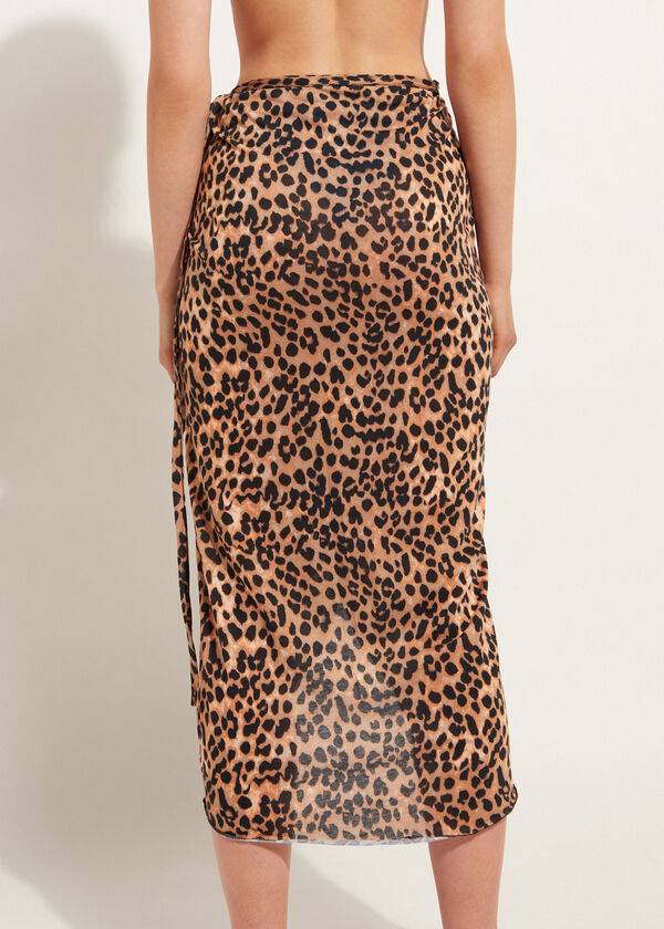 calzedonia long crossover pareo copricostume da donna marrone