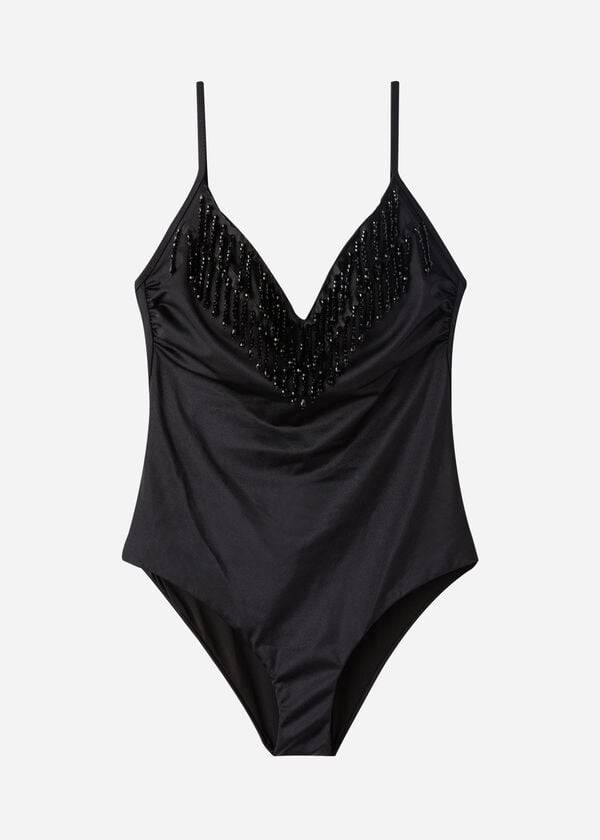 calzedonia costume intero taipei da donna leggermente imbottito nero