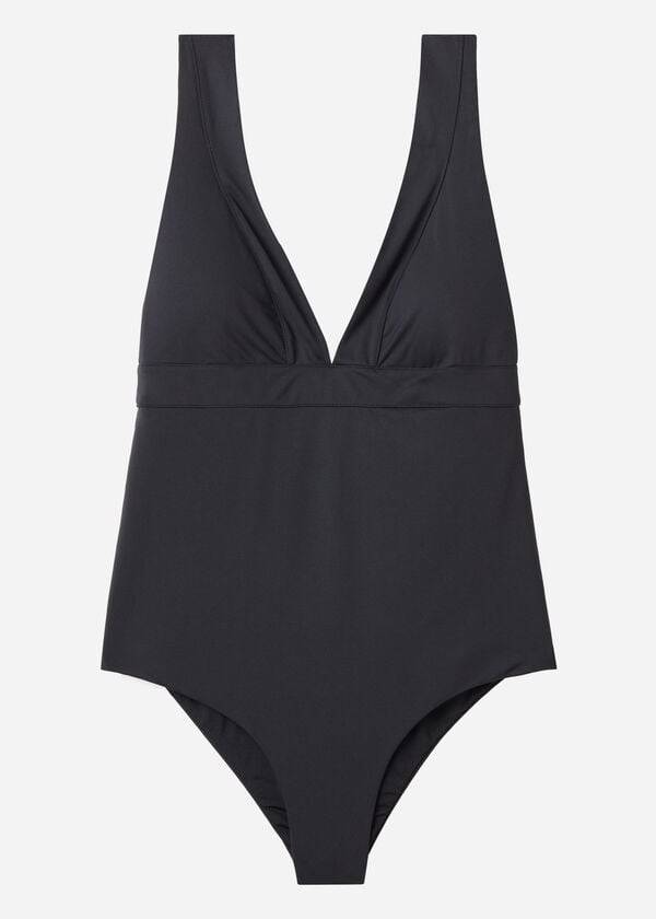 costume intero da bagno da donna calzedonia paola nero