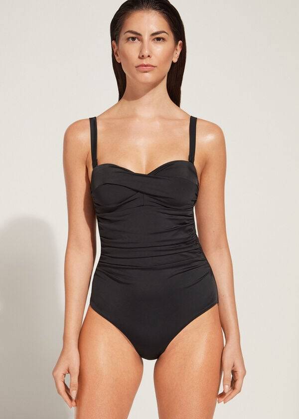costume da bagno intero imbottito calzedonia roma da donna nero