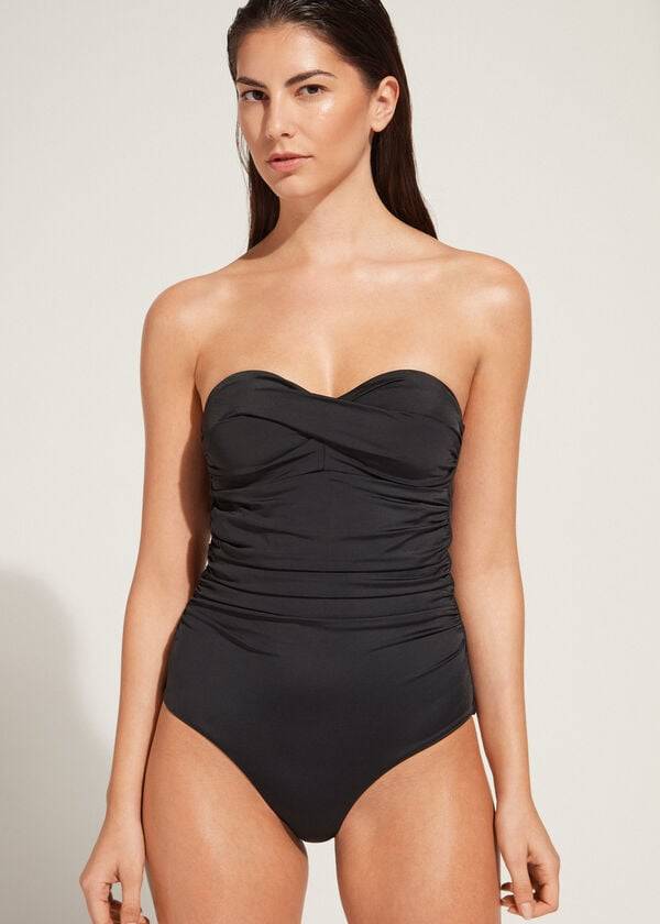 costume da bagno intero imbottito calzedonia roma da donna nero