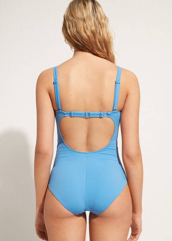 costume da bagno intero imbottito calzedonia roma da donna blu