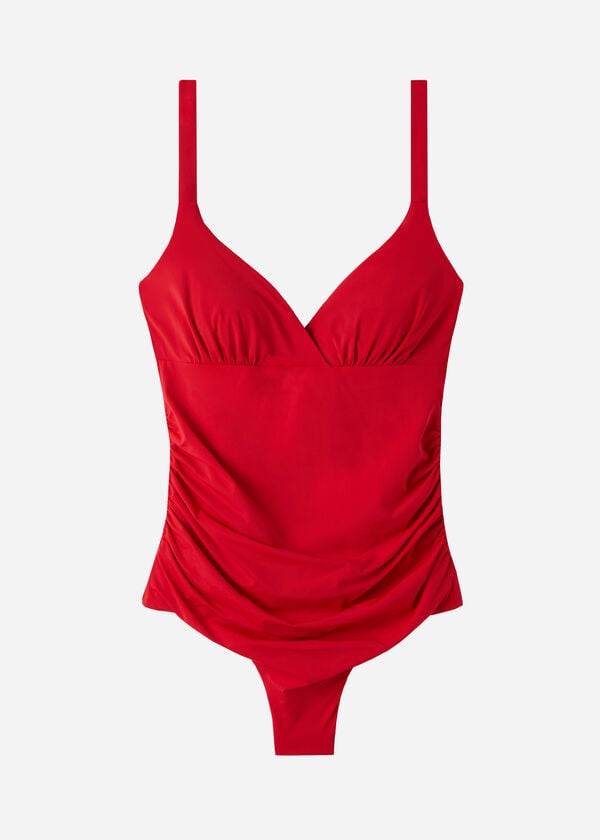 calzedonia costume intero imbottito effetto modellante indonesia da donna rosso