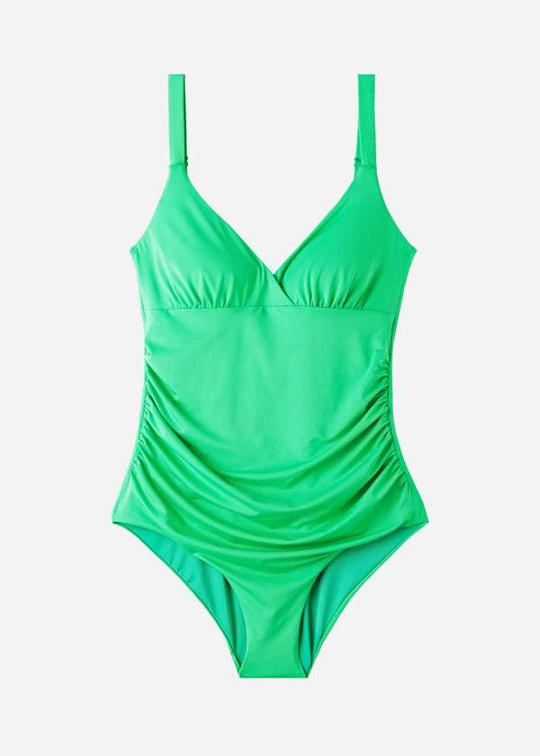 costume da bagno intero imbottito effetto modellante verde da donna calzedonia indonesia eco