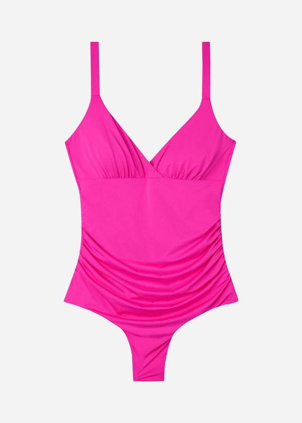 costume da bagno intero imbottito modellante effetto modellante rosa da donna calzedonia indonesia eco