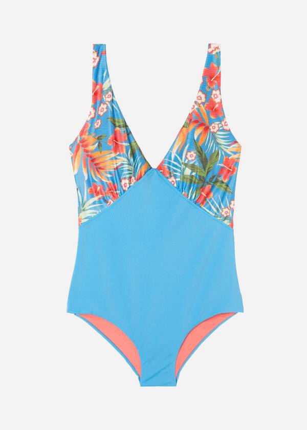costume da bagno intero imbottito effetto modellante maui di calzedonia da donna verde